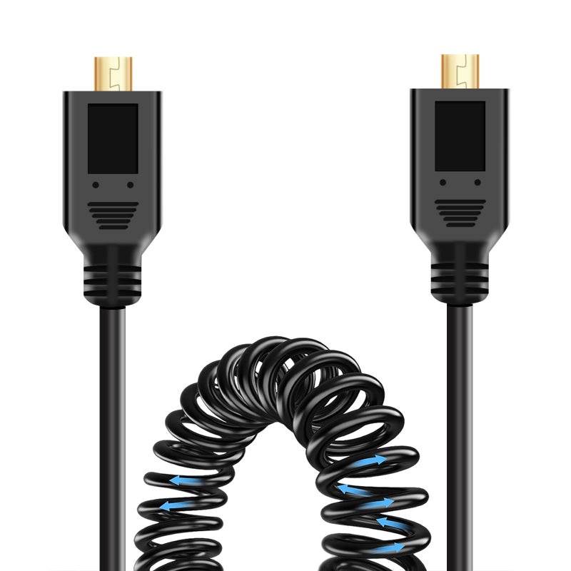 UCEC 11.81"/30cm Coiled Micro HDMI to Micro HDMI Cable for Gopro Cameras Small HD Monitors - Image 1
